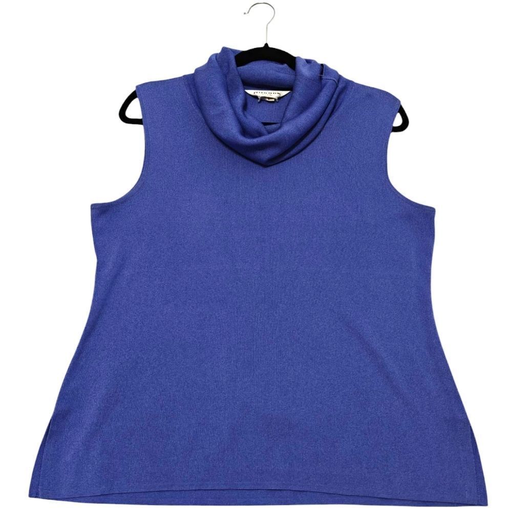 Vtg Misook Periwinkle Blue Cowl Neck Top Blouse Size L Petite